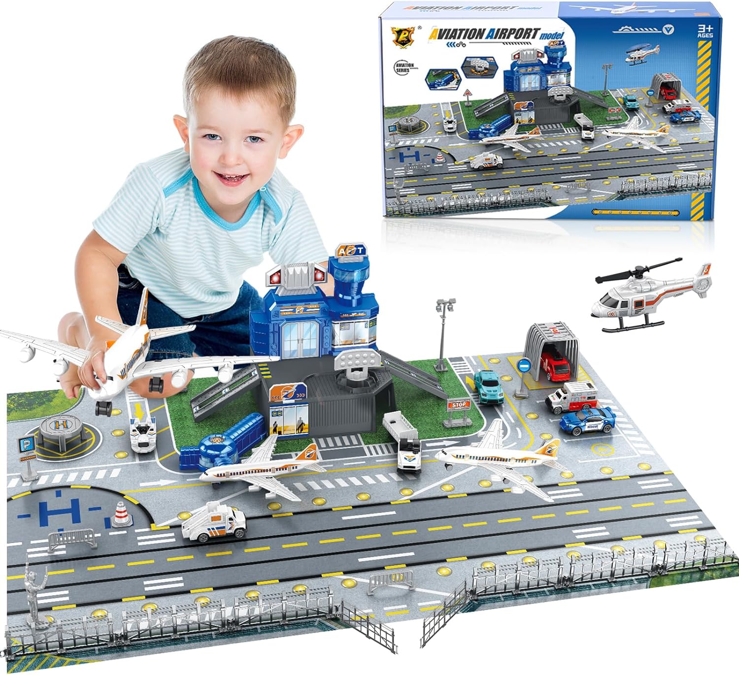 Toddler Learning Tower - Children's Airport Scene Toy Set with