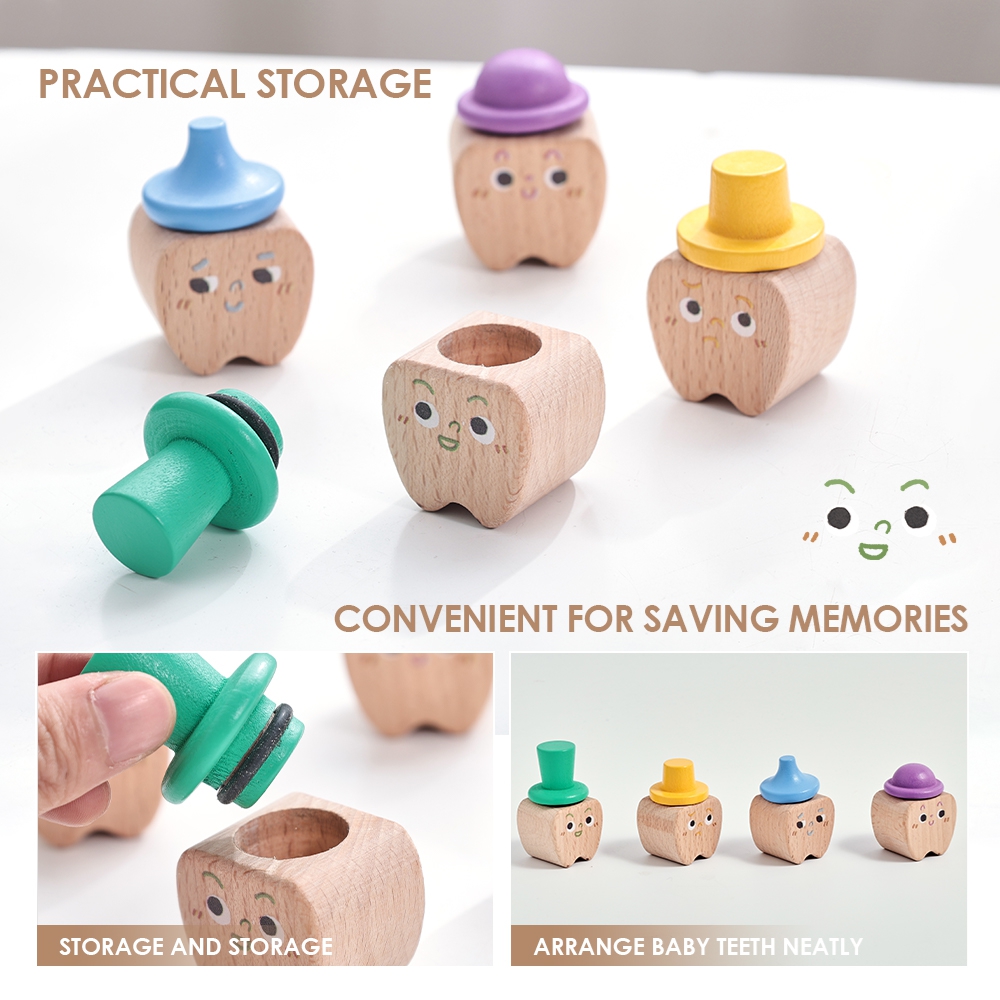 4pc Set Baby Tooth Wooden Box  - đánh giá và giá Baby Products Natural