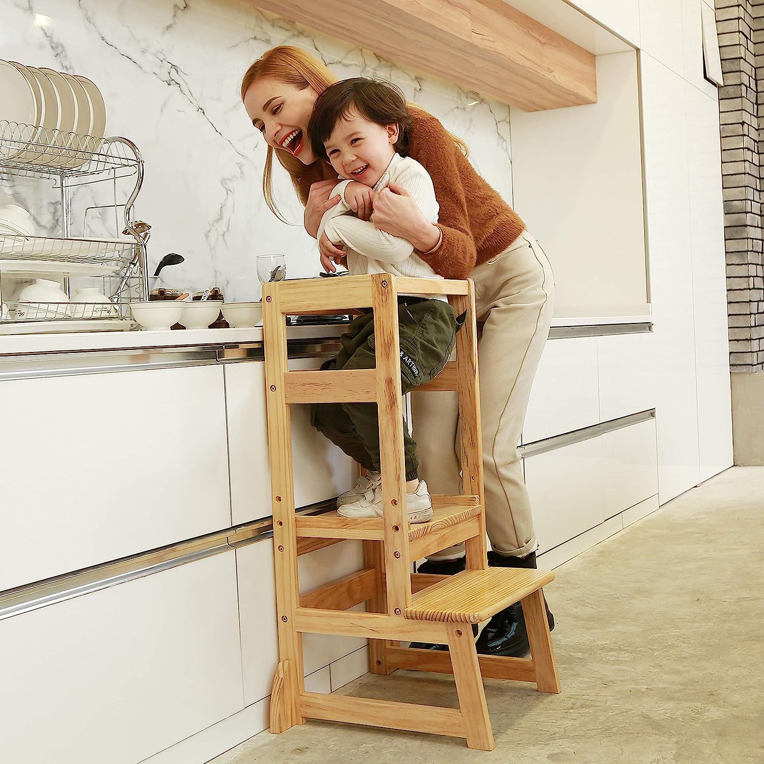 Adjustable Height Ladder Stool - đánh giá và giá Toddler Learning Tower