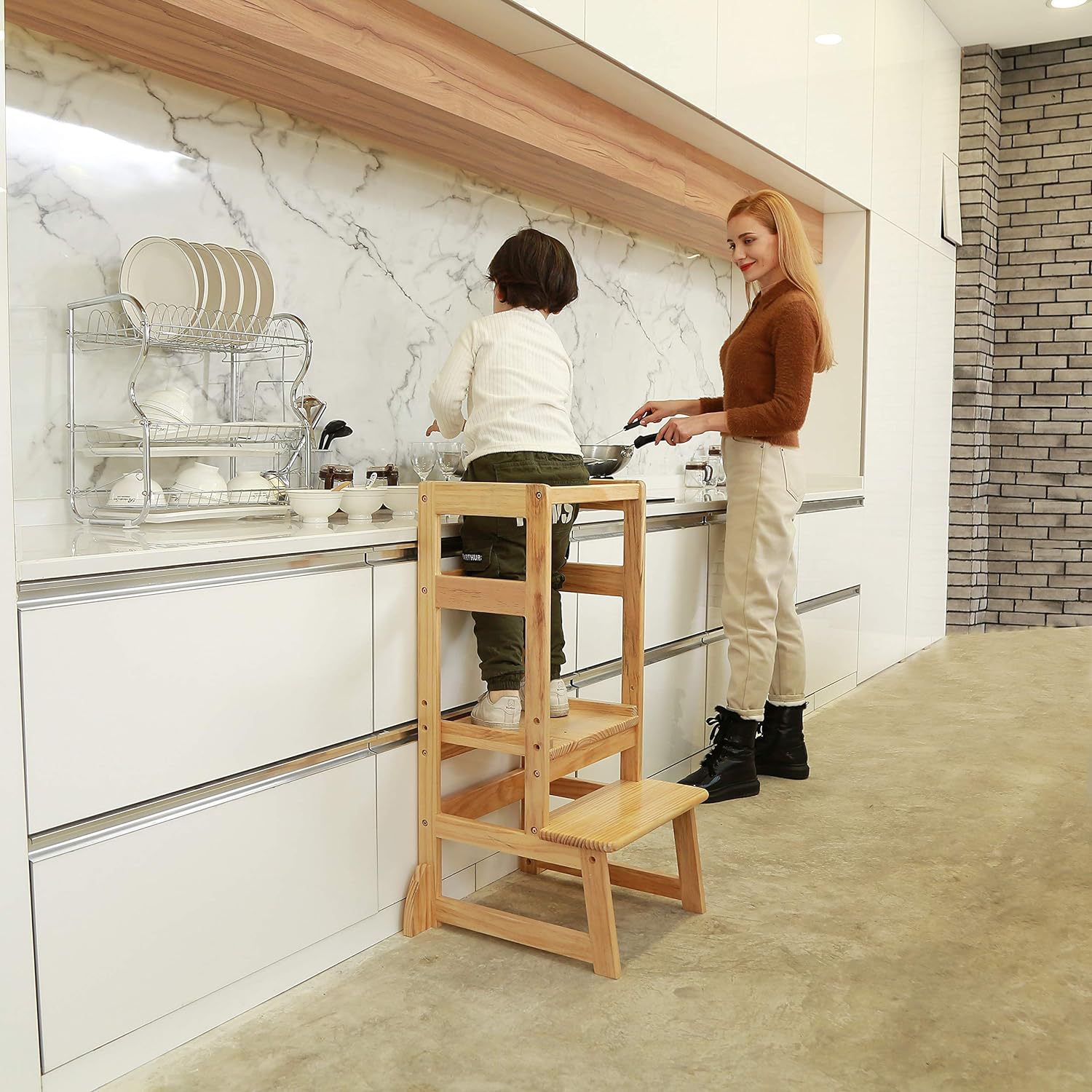 Adjustable Height Ladder Stool - đánh giá và giá Toddler Learning Tower