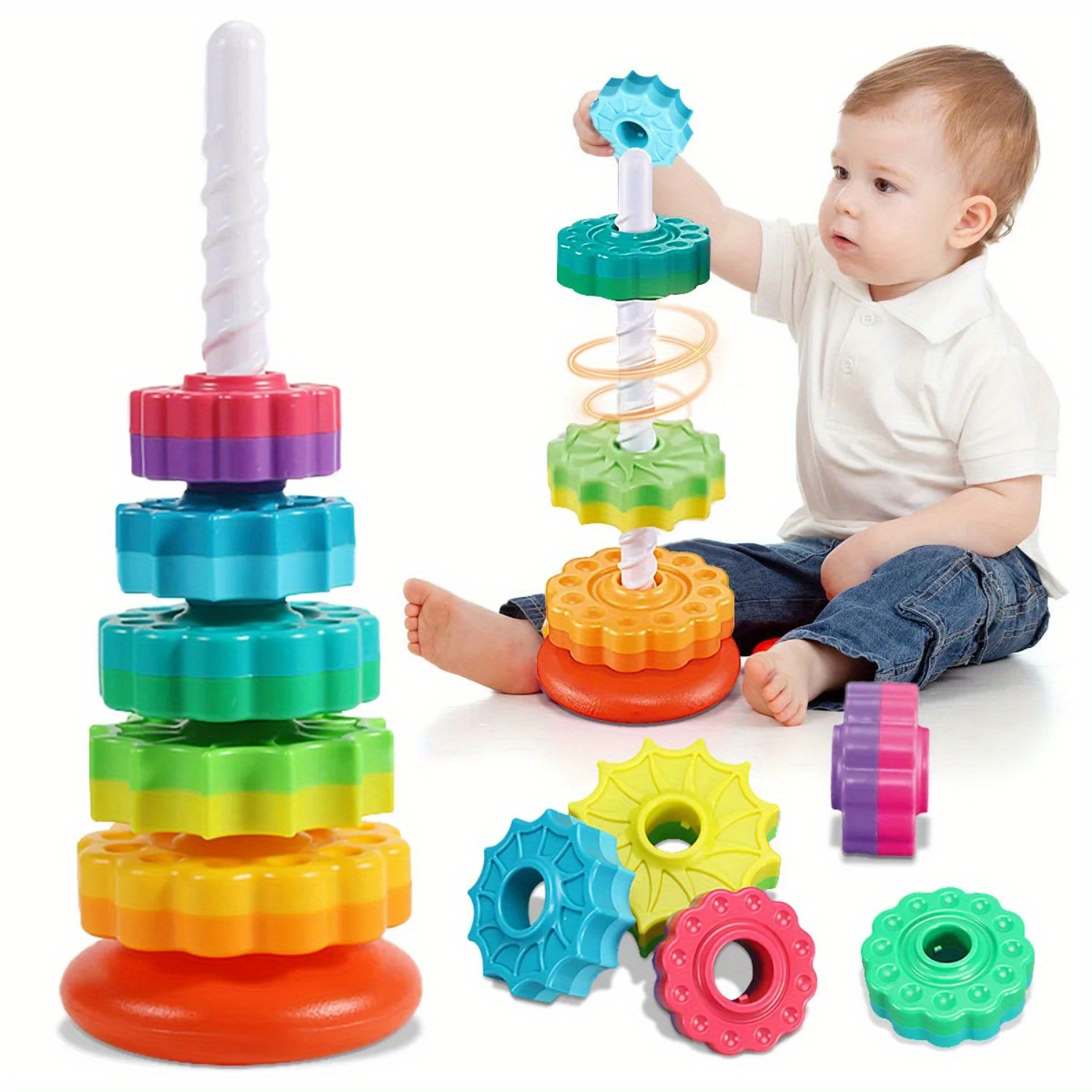 Rotating Rainbow Tower Stack & - đánh giá và giá Toddler Learning Tower