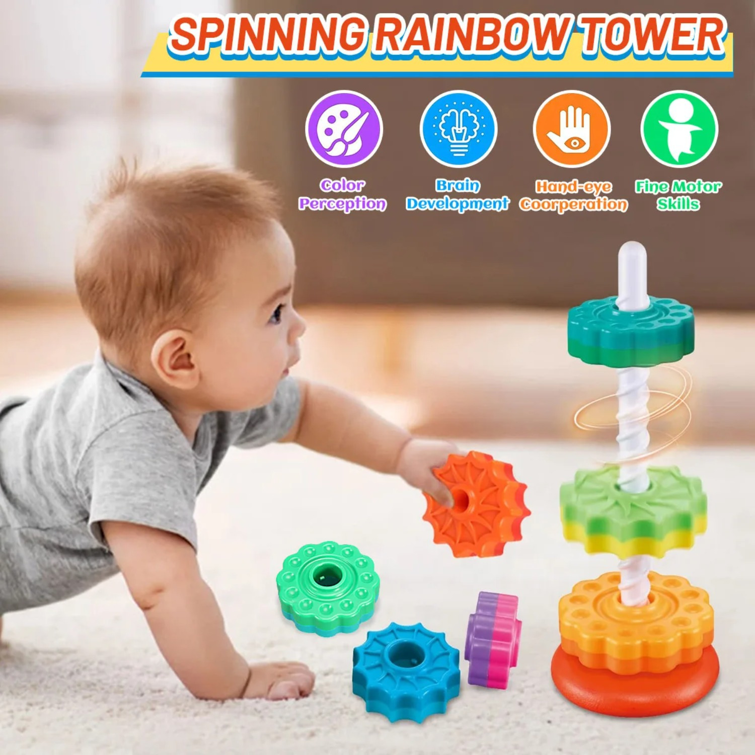 Rotating Rainbow Tower Stack & - đánh giá và giá Toddler Learning Tower